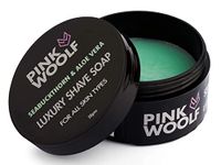 Pink Woolf Solid Luxury Shaving Soap | Make Rich Lather With Shaving Brush And Hot Water | Contains Cocoa Butter To Soothe Sensitive Skin | Seabuckthorn & Aloe Vera | 50Gm (Pack Of 1)