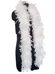 HAPPY FEATHER 2 Yards 80g Turkey Chandelle Feather Boa for Women Costume Accessory,Party Dancing Dress Up, Holiday Decors-White