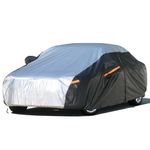 XicBoom Sedan Cover 6 Layers, Waterproof All Weather Car Cover with Zipper Door, Indoor/Outdoor Full Cover, Sun Rain Snow UV Protection with Cotton for Auto Vehicle, Fit Sedan-Length (up to 180") …