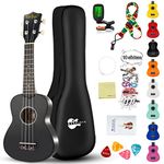 Soprano Ukulele Kit for Beginner Adult Student 21 Inch Ukelele Gig Bag Strap String Tuner Songbook Pick Polishing Cloth