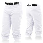 Franklin Sports Youth Knicker Baseball + Softball Pants - Knee High Pants for Kids - Knicker Style with Belt Loop White