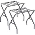 AMHANCIBLE Luggage Rack, Foldable Suitcase Stands Set of 2, Metal Luggage Holder for Guest Room, Bedroom, Hotel, Holds up to 110 lb, Easy Assemble, Grey,HLR01GY