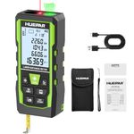 Huepar 3‑in‑1 Laser Measurement Tool + Green Cross Laser Lines + 6.5 ft Tape Measure, Voice Broadcast, 400 ft/120M Rechargeable Laser Measure, Multi‑Mode, Rugged for Construction & Home Use, SW-T120