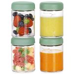 haakaa Baby Food Storage Containers Set,100% Leak-Proof Glass Baby Food Jars with Silicone Lids, Fridge –Freezer & Microwave Safe,4 PCS 7 oz,Pea Green