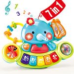 hahaland Baby Toys 6 To 12 Months Musical Toys Baby Piano Keyboard For 1 Year Old Newborn Essentials Toys Baby Toys 0-6 Months Baby Boy Girl Gifts Early Development Activity Toys Plus 7-In-1 Elephant