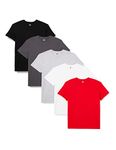 Lower East Basic Short Sleeved Men's T-Shirt, Pack of 5, White / Grey Melange / Red / Forged Iron / Black, XXL