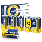 Allmax C Maximum Power Alkaline Batteries (6 Count) – Ultra Long- Lasting, 7-Year Shelf Life, Leakproof Design, 1.5V