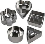 LIOUCBD 5PCS Cake Ring Mold Set, Stainless Steel Round Dessert Mousse Mold, 5 Shaped Cake Cutters with Pusher and Lifter Baking Rings for Making Salads Cakes Cookie Tiramisu Sandwiches