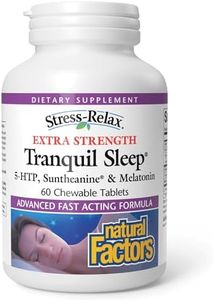Natural Factors Tranquil Sleep Extra Strength - Calm Sleep Health Supplement - Relaxation Support Supplement with Melatonin & 5-HTP - 60 Chewable Tablets (60 Servings)