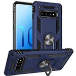 REALCASE Polycarbonate Samsung S10+ Plus Back Cover Case, Heavy Duty Dual Layer Hybrid Shock Proof Armor Defender Ring Case Back Cover For Samsung Galaxy S10 Plus (Blue)