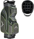 UNIHIMAL 14-Way Golf Cart Bag with Full Length Divider, Premium PU Leather Golf Bag with Plush Top, Magnetic Pocket and Rain Cover for Men