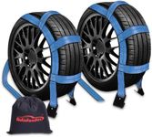 Autofonder 2Pc Tow Dolly Basket Straps with Flat Hook for 14"-17" Tires -10,000 lbs Breaking Strength Tire Bonnet&Tire Net -2” Over Wheel Car Basket Tie Down Straps with Carrying Bag（Blue）