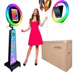 ZLPOWER Portable Photo Booth for iPad 10.2" 10.9" 11" 12.9" with Customized Logo Shell Stand Selfie Photobooth Machine with RGB LED Ring Light and Honeycomb Boxes for Events Rental Wedding (Black)