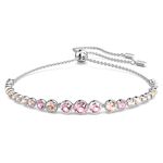 Swarovski Emily Bracelet, Pink Round Cut Crystals in a Rhodium Plated Setting, from the Emily Collection