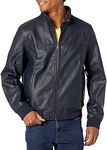 Tommy Hilfiger Men's Smooth Lamb Touch Faux Leather Unfilled Bomber, Navy, M