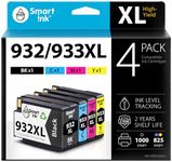 Smart Ink Compatible Ink Cartridge Replacement for HP 932XL 933XL 932 XL 933 High Yield (BK & C/M/Y 4 Combo pack) to use with Officejet 6100 6600 6700 7110 7510 7610 7612 7620