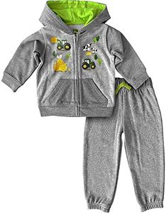 John Deere baby-boys John Deere Infant Boys' Hoodie and Pant Set, Heather Grey, 18M