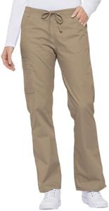 Dickies Women's Signature Mid Rise Drawstring Scrubs Cargo Pant, Dark Khaki, Medium