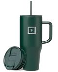 IRON °FLASK Co-Pilot 32 oz Insulated Tumbler w/Straw & Flip Cap Lids - Cup Holder Bottle for Hot, Cold Drink - Leak-Proof- Water, Coffee Portable Travel Mug - Mothers Day Gifts - Dark Pine