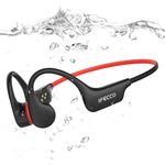 IFECCO Waterproof Headphones Swimming - IP68 Waterproof Bone Conduction Swimming Headphones Bluetooth 6.0,Underwater Earphones with 8G MP3 for Running Sports Cycling （Black-Red）