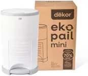 Diaper Dekor EKO Mini Diaper Pail, White | ONLY Eco-Friendly Diaper Pail Made with 70% Recycled Materials | Hands-Free: Step–Drop–Done | Cost-Effective Refill System