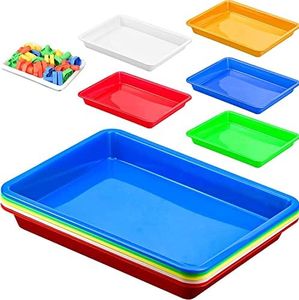 5 Pcs Plastic Trays Anti-Slip Serving Tray Multicolor Play Trays Art Activity Tray Crafts Organizer Tray for School Home Art and Crafts, DIY Projects, Painting, Organizing Supply - 27.6 x 21 x 3.2cm