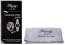 HAGERTY Stainless Steel cleaning cloth 36 x 30 cm I Impregnated 100% cotton watch polishing cloth I Stainless steel care cloth for watches jewellery and accessories stainless steel metal