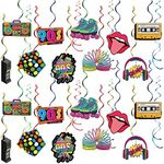 32 Pieces 90s Party Decorations Kit Back to the 90s Party Hanging Swirls Colorful 90's Hip Hop Retro Ceiling Decor Streamers for 90's Rock Hippie Disco Party Theme Supplies