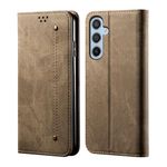 Q WALLET® Magnetic Denim Wallet Case for Samsung Galaxy A55 Flip Cover Leatherette Finish ID Card & Money Slots Pouch with Viewing Stand Pouch - Khaki