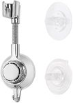 Suction Shower Head Holder, Shower Head Holder Adhesive, 360° Adjustable Shower Head Holder Suction Bracket Wall Mount Adjustable, No Drilling Universal Shower Holder ABS Plastic (Silver)