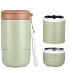 Tabletext Lunch Cup and Container for Hot Food with Lid & 2 Compartments - Stainless Double Wall Insulated Food Jar for On-The-Go Cereal & Milk, Oatmeal, Soup – for Work, School (Gunsmoke)