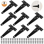 8PCS T Hinges Gate Door Hinges T Strap Hinges with 48 PCS Screws Rustproof t Hinges Outdoor Heavy Duty for Gate Door Shed Windows Garden Barn Door