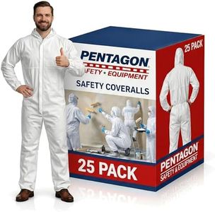 PENTAGON SAFETY EQUIPMENT - Disposable Overalls, Full-Coverage Hazmat Suit with Hood, Overalls for Men/Women, Pack of 25 White Coveralls for Extreme Work Environments & Various Applications, 3X-Large