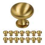 Probrico 15 Pieces Solid Cabinet Hardware Dresser Door Knob Cupboard Handle Mushroom Wardrobe Pull Diameter 30mm Gold