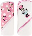 Disney Cudlie Baby Girl Minnie Mouse 2 Pack Rolled/Carded Hooded Towels in Happy Dots Print