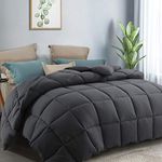 CottonHouse California king Size（96x104） All Season Comforter Breathable Hypoallergenic Reversible Quilted Darkgrey Duvet Insert Down alternative Fill with Corner tabs,Machine Washable.