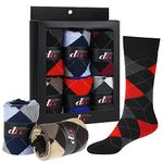 Mens Dress Socks with Gift Box - Cotton Colorful Classic Argyle Socks - Patterned Crew Socks for Men 6 Pairs Dark Argyle 10-13 by Debra Weitzner