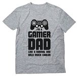 Gamer Dad Shirt Funny Gift for Fathers Cool Dad's Gaming T-Shirt Large Gray