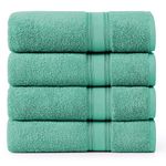 LANE LINEN Large Teal Cotton Bath Sheets, 4 Piece Set, Quick Dry, Super Soft Shower Towels, Highly Absorbent