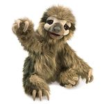 Folkmanis Puppets Three-toed Sloth Hand Puppet, Brown/Beige/Black