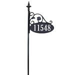 Address America USA Handcrafted Park Place Oval Reflective 911 Home Address Sign for Yard - Custom Made Address Plaque - Wrought Iron Look (58" Pole) - AS