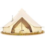 glamcamp Bell Tent 100% Cotton Canvas Waterproof Large Tents for Family Camping 4 Season Waterproof Outdoors (Flame Retardant)