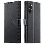 ELESNOW Case Compatible with Samsung Galaxy Note 10 Plus/Note 10+ / 5G, PU Leather Flip Wallet Phone Case Cover for Samsung Galaxy Note 10 Plus/Note 10+ / 5G (Black)