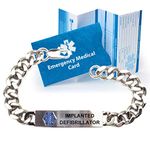 Pre-engraved "Implanted Defibrillator" Stainless Steel Medical Alert Identification Bracelet. Choose from Diabetes, Coumadin, Blood Thinners, Seizures, Asthma, Pacemaker, Allergy and many more...