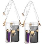 Clear Bag Stadium Approved 2 Pieces Transparent Crossbody Bag Clear PVC Bag Plastic Clear Side Bag See Through Crossbody Bags for Women Girls Men Cell Phone Sporting Events Concert School, Clear