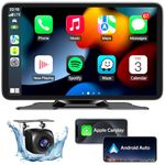 Wireless Carplay Screen for Car, 7" HD Portable Car Stereo Touch Screen with CarPlay and Android Auto, Backup Camera, Car Audio Receivers with Mirror Link/Bluetooth/Navigation/Voice Control