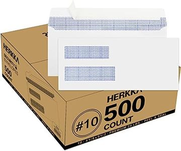 500 Pack #10 Double Window Security Business Mailing Envelopes - Perfect Size for Multiple Business Statements, Quickbooks Invoices, and Return Envelopes, Size 4-1/8 x 9-1/2 - White - 24 LB