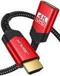 JSAUX HDMI Extension Cable, 2M 4K@60Hz HDR High Speed HDMI 2.0 Extender HDMI Male to Female Lead Support 3D, 18Gbps, ARC, Ethernet Compatible for TV Stick, Roku Fire Stick, Blu-Ray, PS3/PS4 - Red