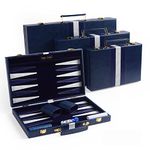 Magic Vosom Travel Medium 15 Inch Backgammon Blue Sets Classic Board Game with Premium Leather Case, Portable Travels Strategy Backgammon Game Set for Adults, Kids (Blue, Medium)