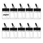 SAGUD 10pcs Glass Airbrush Bottles Kit 20cc Air Brush Gun Jar with 10 pc Adapter Cap Covers Set, Fits Dual–Action Siphon Feed Airbrushes